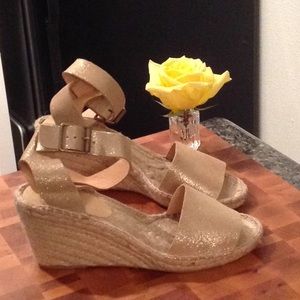 J Crew Gold Espadrilles size 10 never worn
